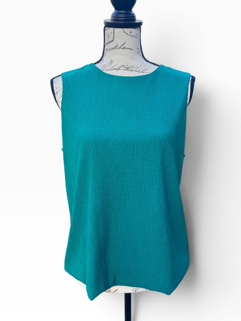 Sleeveless Green Ribbed Shell Top - Picture 1 of 6